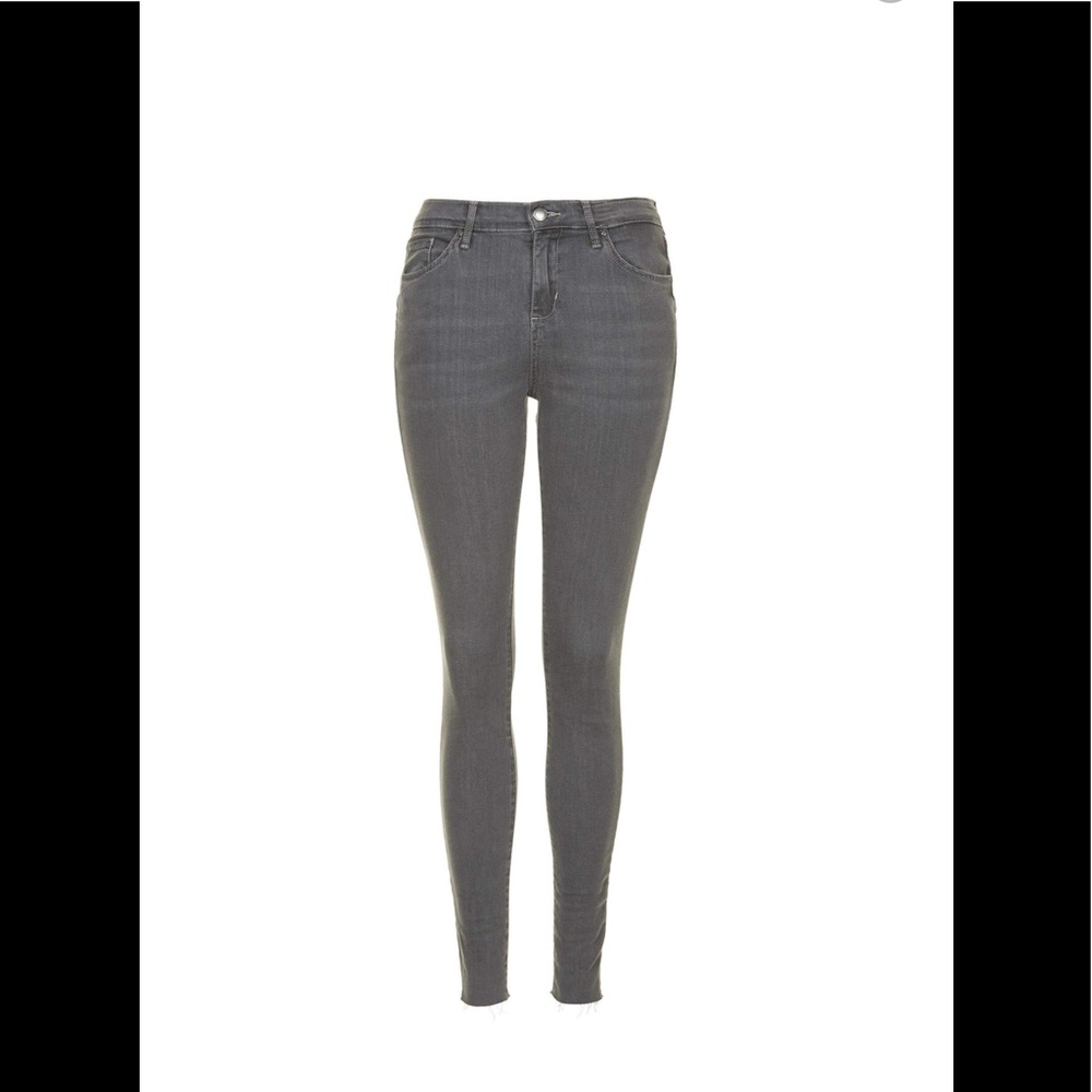 TOPSHOP Leigh Skinny Moto Ankle Jeans (Gray)